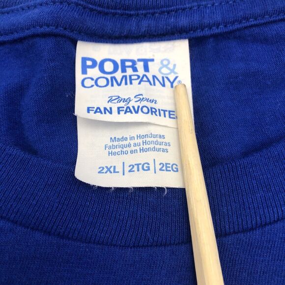 Port & Company Dog Christmas Tree Long Sleeve T Shirt Blue Men's 2XL Ring Spun - Picture 5 of 7